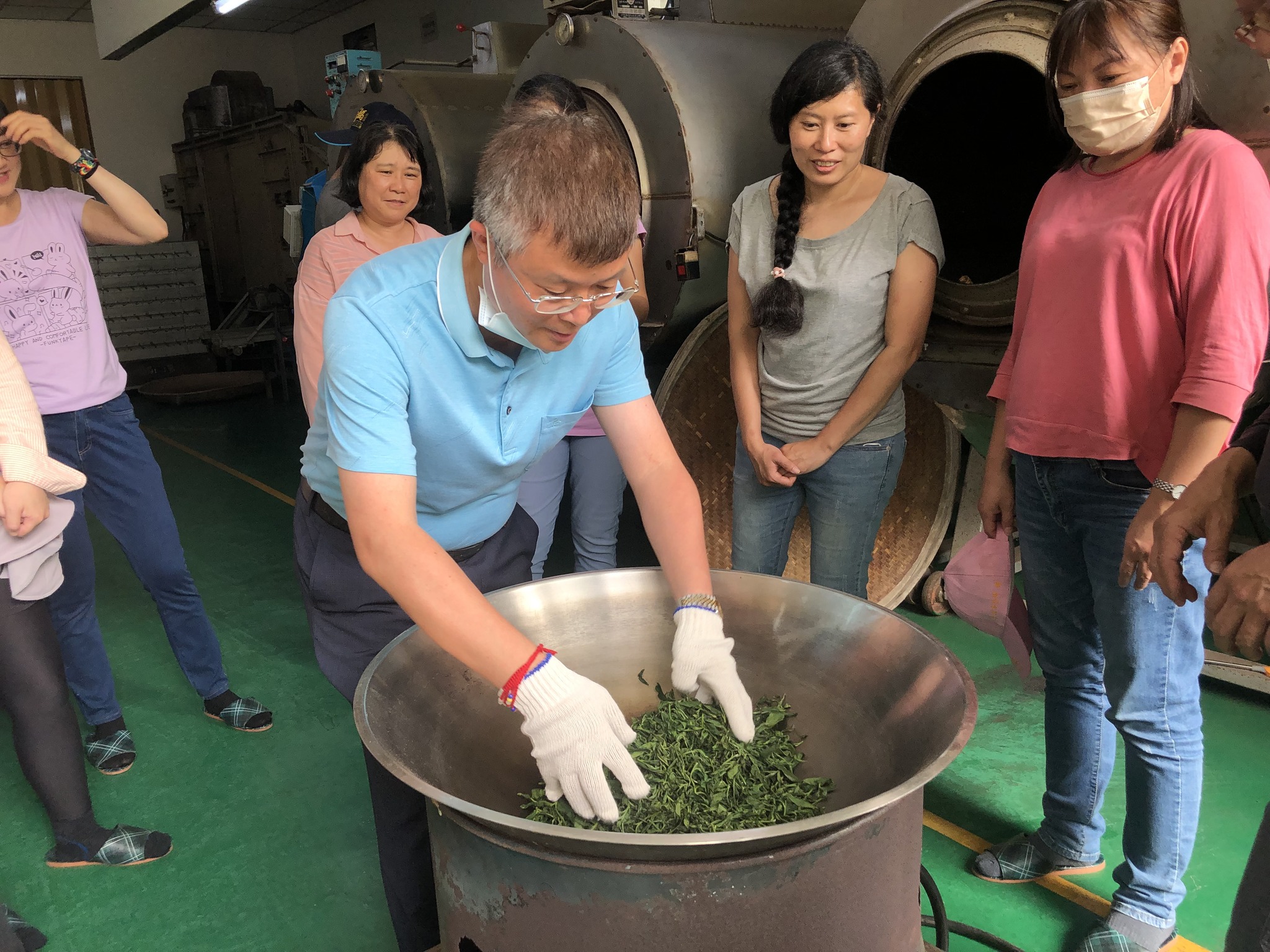 施玉祥區長至天芳茶園體驗採茶